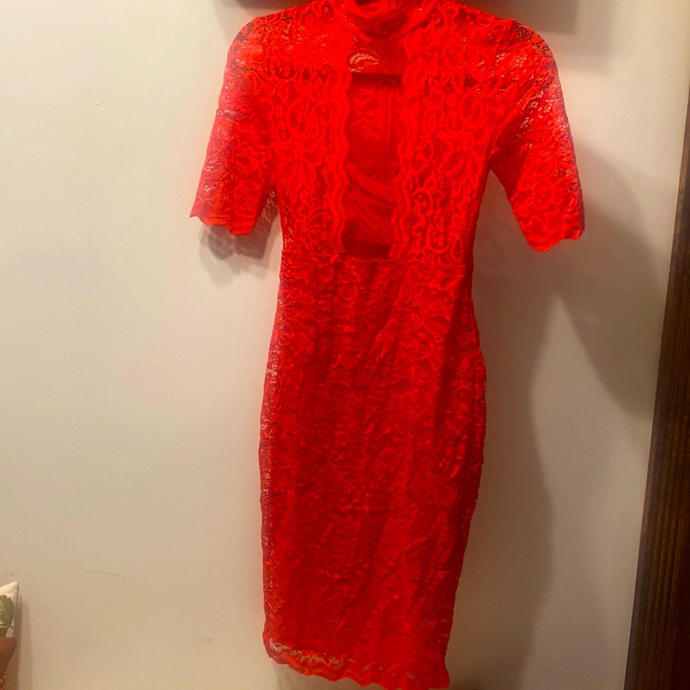 Red lace dress
